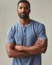 Men's Broken-In Premium Slub Henley Tee - Washed Denim